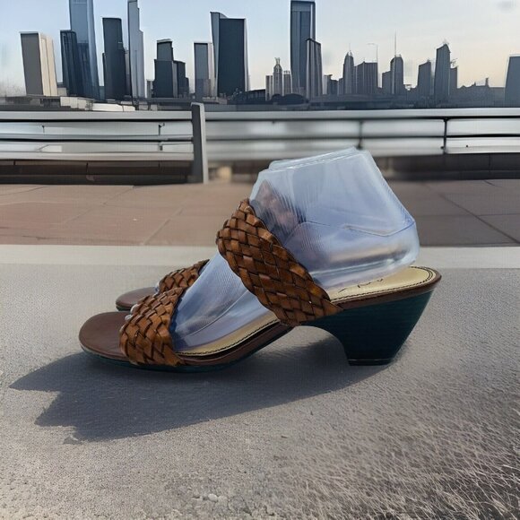 Life Stride Womens Sandal Size 10 M Brown Skip Woven Soft System Slip On Shoes - Picture 2 of 13